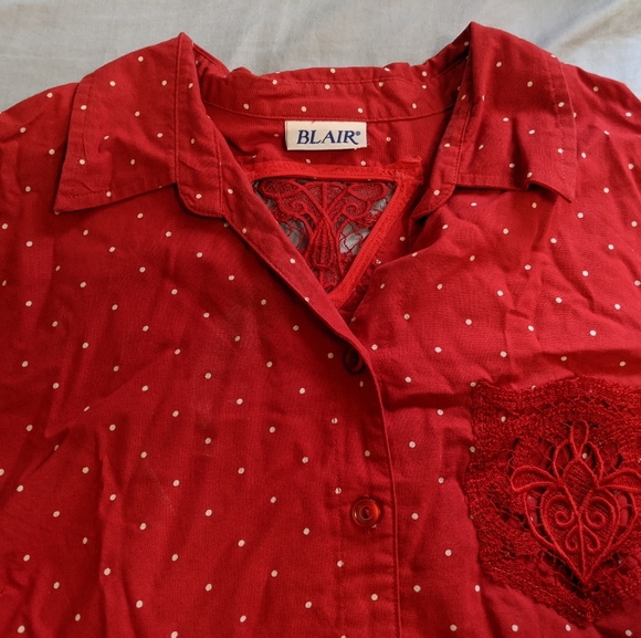 Blair red polka dot blouse Size L - Picture 2 of 4
